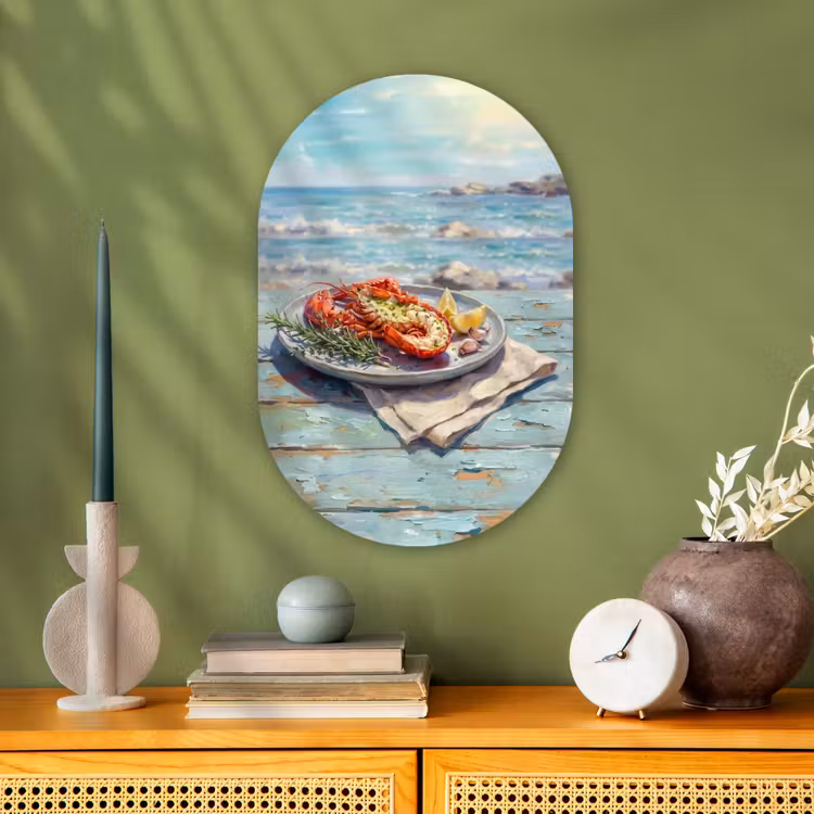 Eten - Zee - Kust - Modern - Blauw Wandcirkel Ovaal Forex klein -sfeer2
