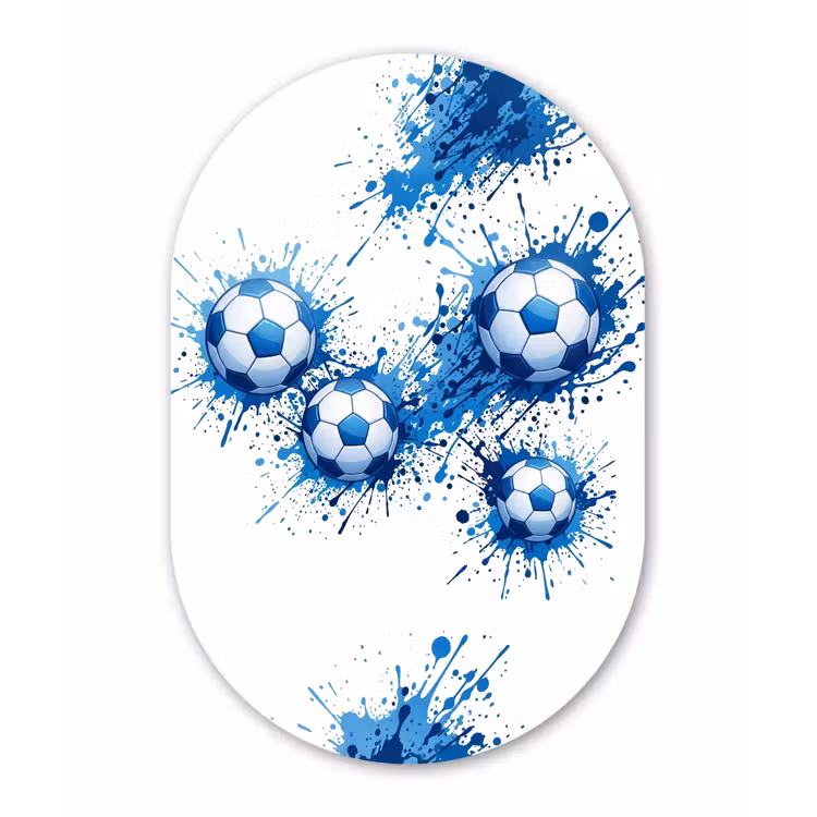 Voetballen - Verf - Sport - Blauw Wandcirkel Ovaal Forex klein -3d