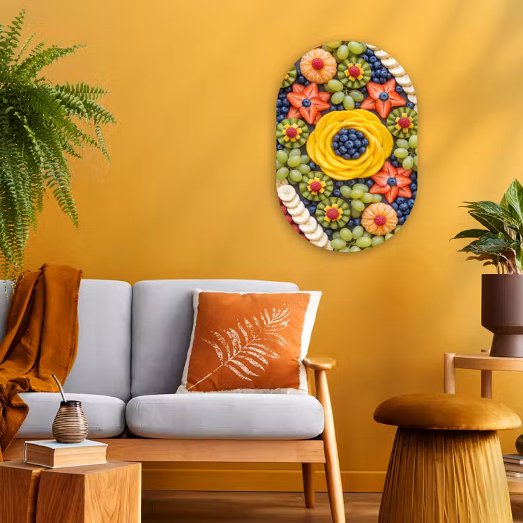 Fruit - Arrangement - Gezond - Kleurrijk - Eten Wandcirkel Ovaal Forex klein -sfeer4