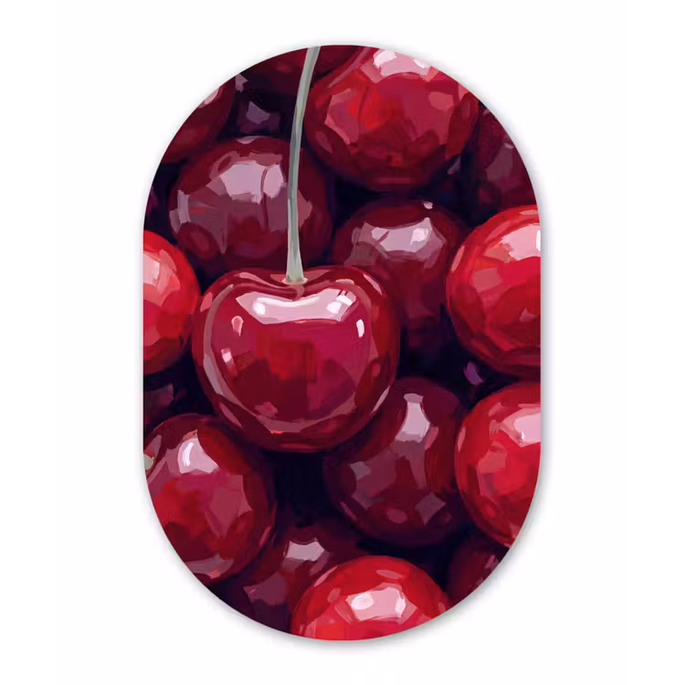 Fruit - Kersen - Eten - Modern - Rood Wandcirkel Ovaal Forex klein -3d