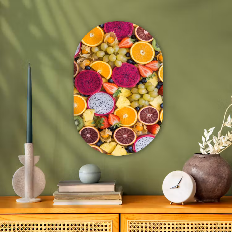 Fruit - Assortiment - Kleurrijk - Gezondheid Wandcirkel Ovaal Forex klein -sfeer2