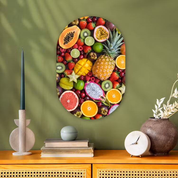 Fruit - Assortiment - Vers - Gezond - Kleurrijk Wandcirkel Ovaal Forex klein -sfeer2