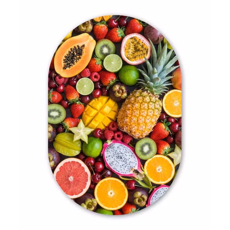 Fruit - Assortiment - Vers - Gezond - Kleurrijk Wandcirkel Ovaal Forex klein -3d