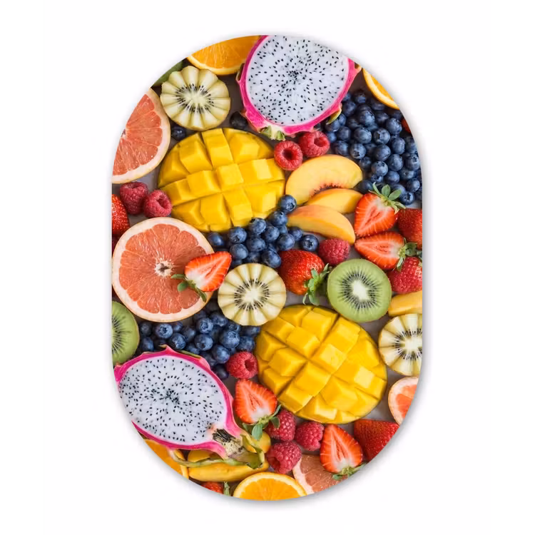 Fruit - Versneden - Kleurrijk - Eten - Gezond Wandcirkel Ovaal Forex klein -3d