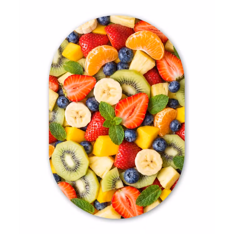 Fruit - Plakjes - Eten - Kleurrijk Wandcirkel Ovaal Forex klein -3d