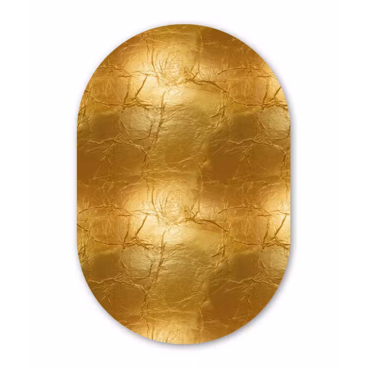 Bladgoud - Vintage - Textuur - Warm Goud Wandcirkel Ovaal Forex klein 630 -3d