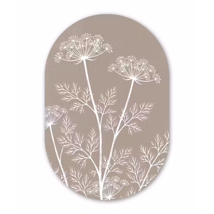 Grafisch - Fluitenkruid - Taupe Wandcirkel Ovaal Forex klein -3d