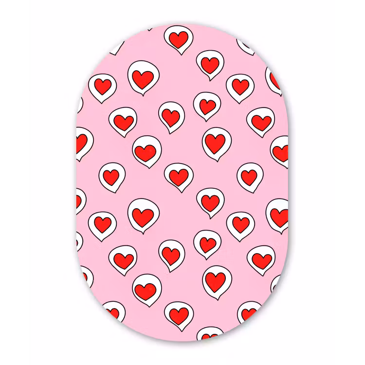 Hartjes - Patroon - Rood Wandcirkel Ovaal Forex klein 630 -3d