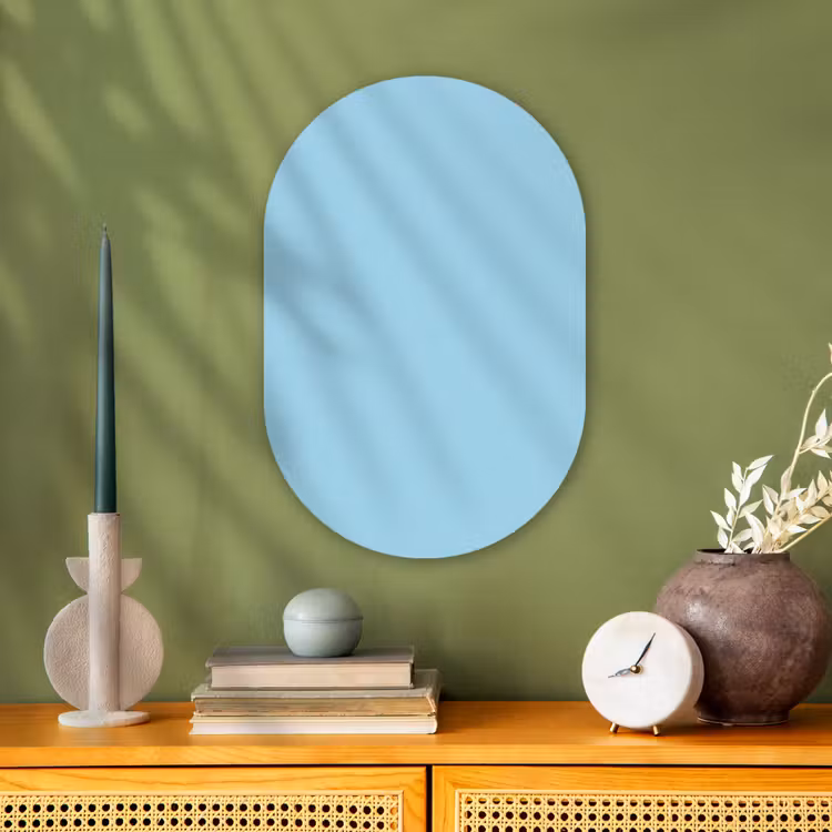 Ice - Blue - Blauw Wandcirkel Ovaal Forex klein 630 -sfeer2