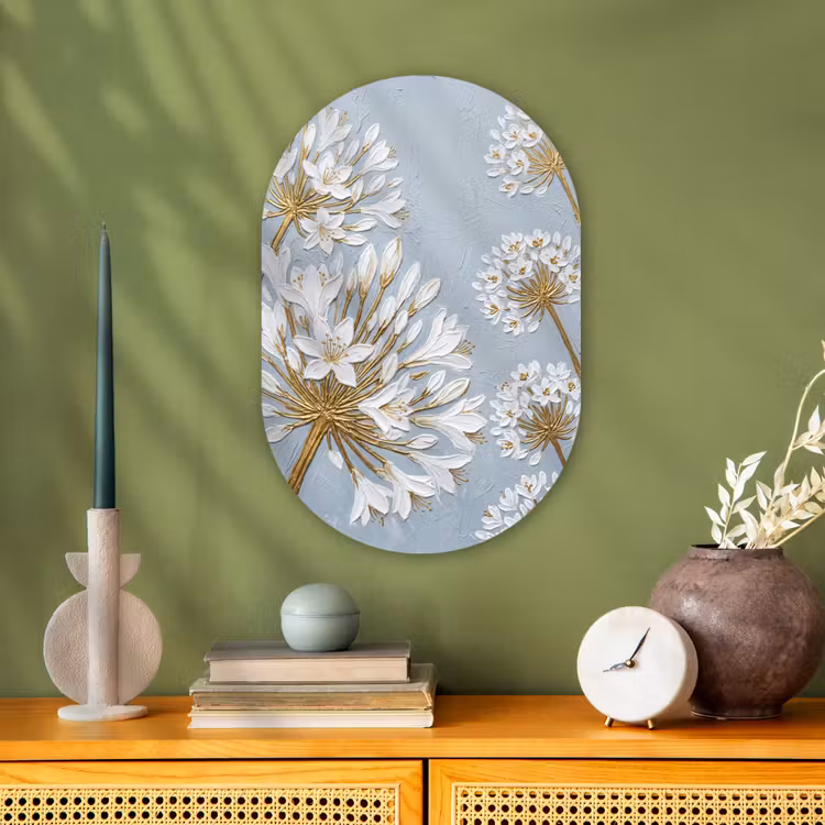 Illustratie - Bloemen - Blauw Wandcirkel Ovaal Forex klein -sfeer2