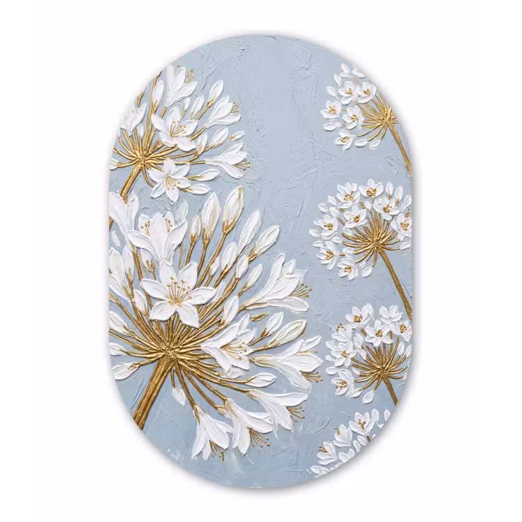 Illustratie - Bloemen - Blauw Wandcirkel Ovaal Forex klein -3d