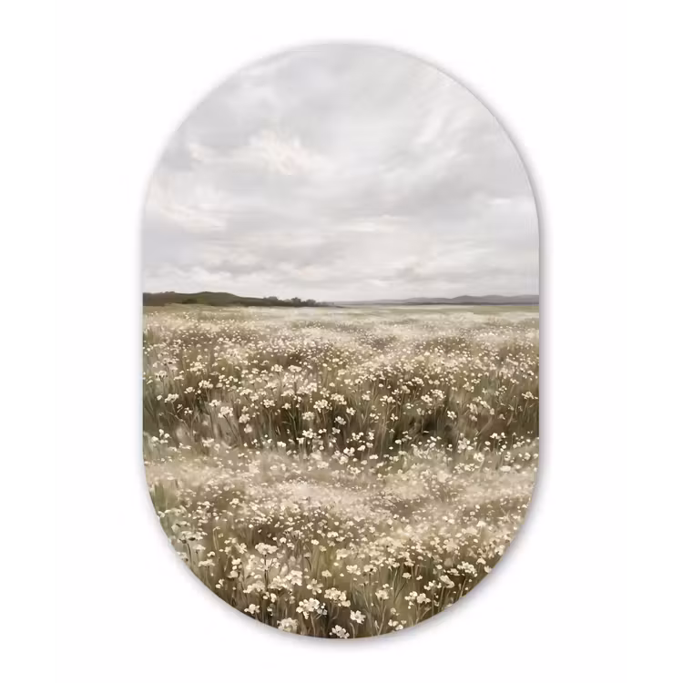 Illustratie - Landschap - Wit Wandcirkel Ovaal Forex klein -3d