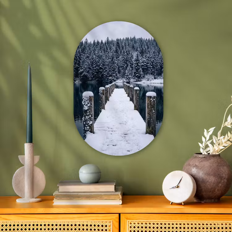 Steiger - Meer - Sneeuw - Bergen - Rustgevend Wandcirkel Ovaal Forex klein -sfeer2