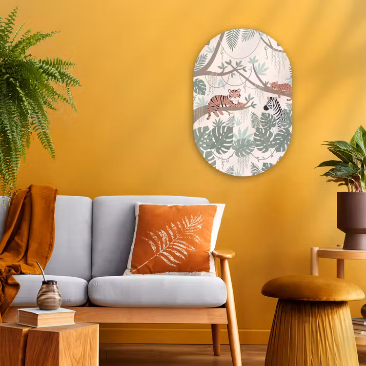 Jungle - Rustiek - Pastel Wandcirkel Ovaal Forex klein -sfeer4