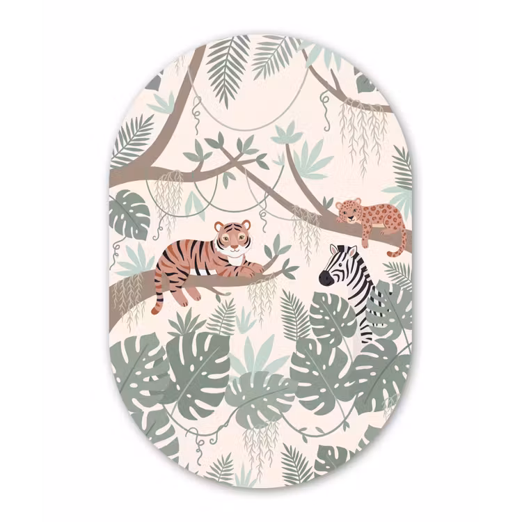 Jungle - Rustiek - Pastel Wandcirkel Ovaal Forex klein -3d