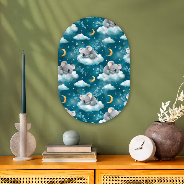 Koala's - Betoverend - Blauw Wandcirkel Ovaal Forex klein 630 -sfeer2
