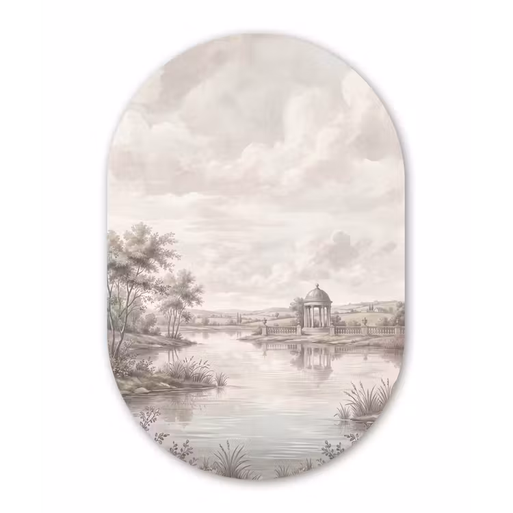Landschap - Water - Natuur - Sepia Wandcirkel Ovaal Forex klein -3d