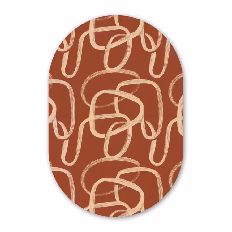 Lijnen - Abstract - Organisch - Terracotta - Crème Wandcirkel Ovaal Forex klein 630 -3d