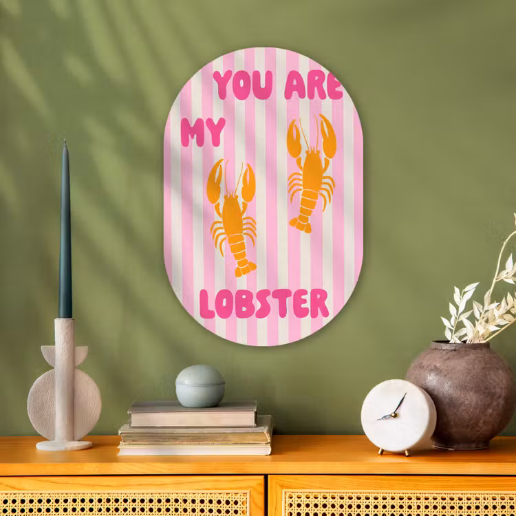 Lobster - Love - Valentijn Wandcirkel Ovaal Forex klein -sfeer2