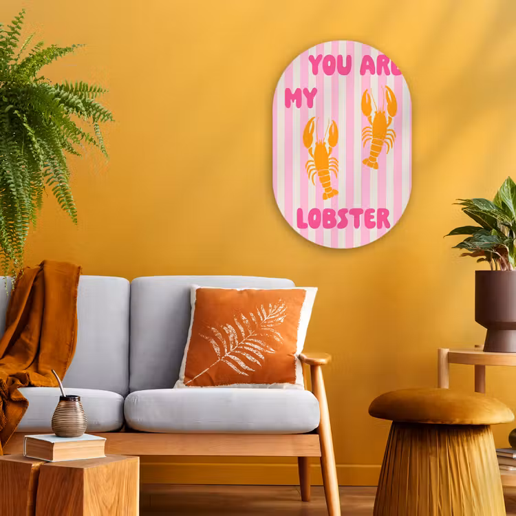 Lobster - Love - Valentijn Wandcirkel Ovaal Forex klein -sfeer4