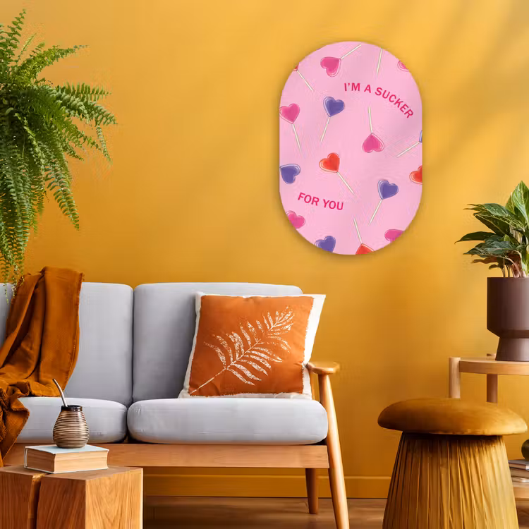 Lolly - Valentijn - Illustratie - Snoep Wandcirkel Ovaal Forex klein -sfeer4