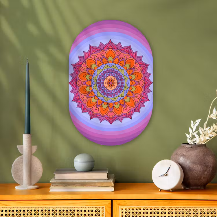 Mandala - Cirkel - Abstract - Kleurrijk - Patroon Wandcirkel Ovaal Forex klein -sfeer2