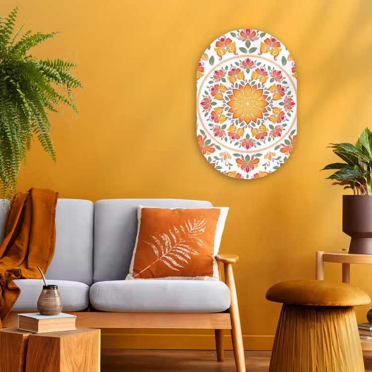 Mandala - Bloemen - Decoratie - Kleurrijk - Abstract Wandcirkel Ovaal Forex klein -sfeer4