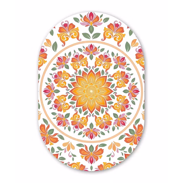 Mandala - Bloemen - Decoratie - Kleurrijk - Abstract Wandcirkel Ovaal Forex klein -3d