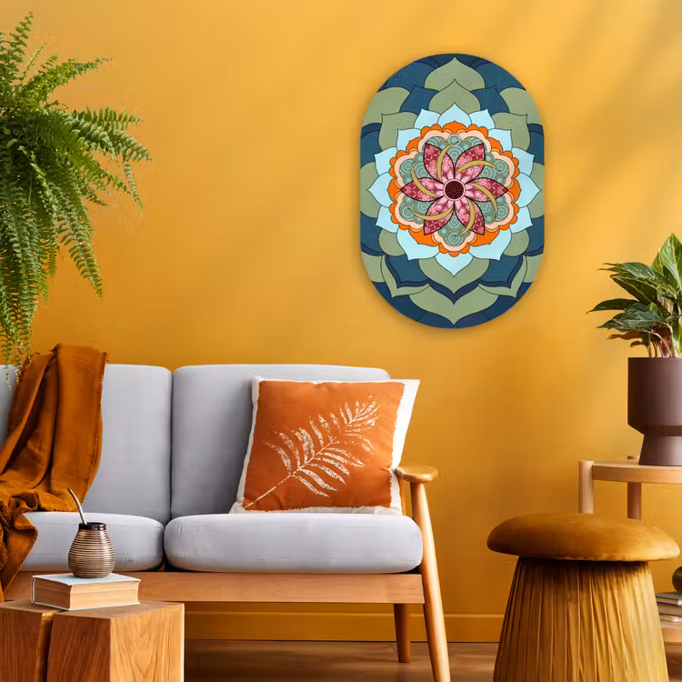 Mandala - Geometrisch - Kunst - Decoratief - Kleurrijk Wandcirkel Ovaal Forex klein -sfeer4
