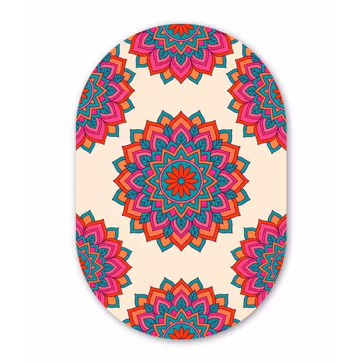 Mandala - Patroon - Abstract - Kleurrijk - Modern Wandcirkel Ovaal Forex klein -3d