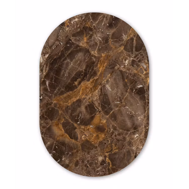 Marmer - Patroon - Natuur - Bruin - Goud Wandcirkel Ovaal Forex klein -3d