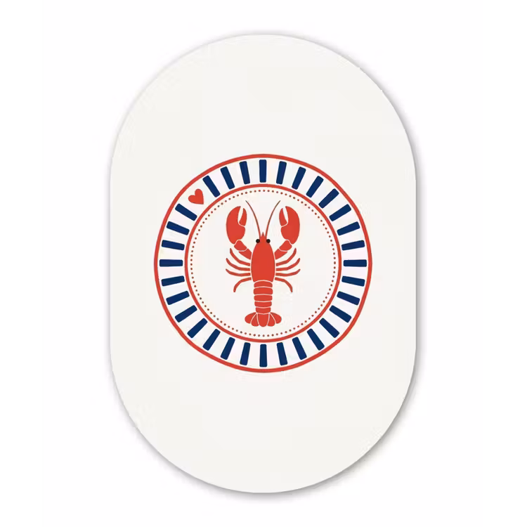 Zeeleven - Kreeft - Embleem - Grafisch - Rood Wandcirkel Ovaal Forex klein -3d