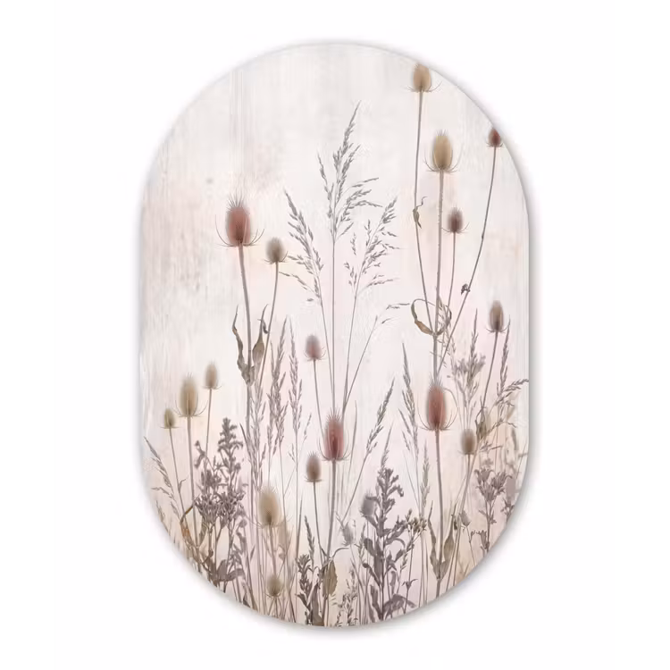 Weidebloemen - Design - Sepia Wandcirkel Ovaal Forex klein -3d