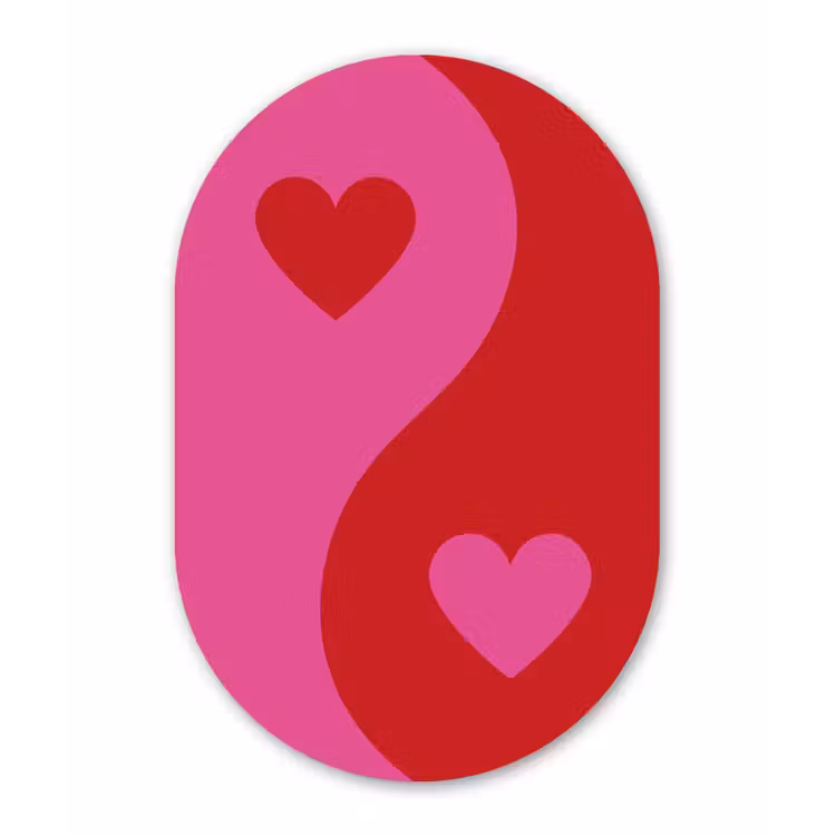 Minimalistisch - Rood - Roze - Hartjes Wandcirkel Ovaal Forex klein -3d