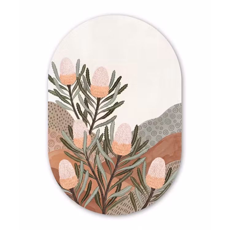 Modern - Heuvels - Terracotta Wandcirkel Ovaal Forex klein -3d