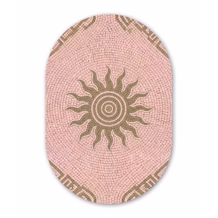 Mozaïek - Zon - Patroon - Klassiek - Roze Wandcirkel Ovaal Forex klein -3d