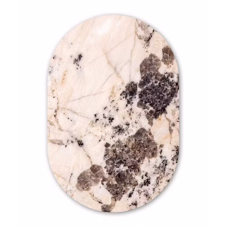 Natuursteen - Patroon - Abstract - Beige - Grijs Wandcirkel Ovaal Forex klein -3d