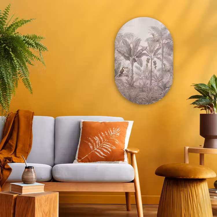 Natuur - Jungle - Ringstaartmaki - Bruin Wandcirkel Ovaal Forex klein -sfeer4
