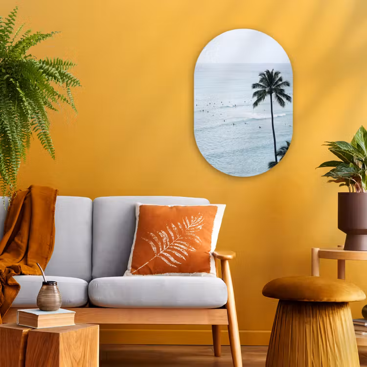 Oceaan - Palmbomen - Surfers Wandcirkel Ovaal Forex klein -sfeer4
