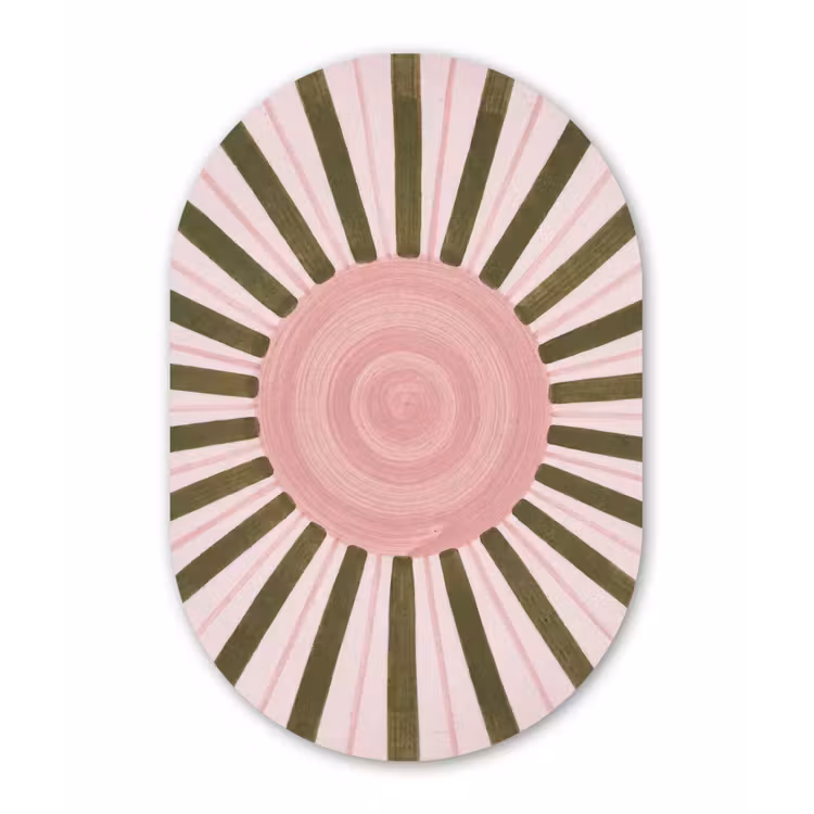 Patroon - Cirkel - Stralen - Abstract - Roze Wandcirkel Ovaal Forex klein -3d