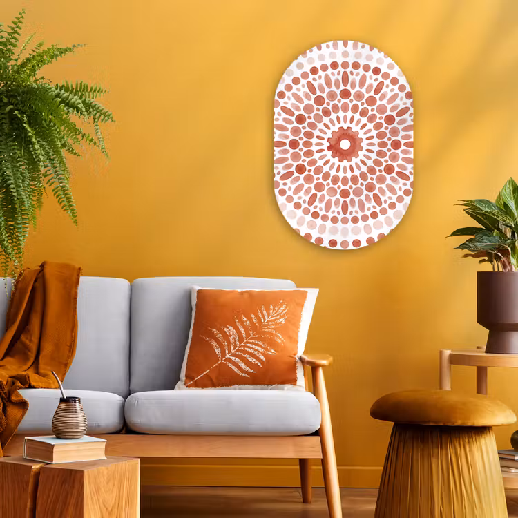 Patroon - Cirkels - Abstract - Modern - Rood Wandcirkel Ovaal Forex klein -sfeer4