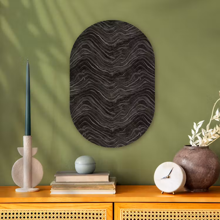 Patroon - Contrast - Antraciet Wandcirkel Ovaal Forex klein 630 -sfeer2