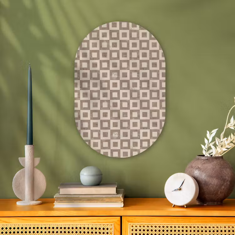 Patroon - Marmer - Beige Wandcirkel Ovaal Forex klein 630 -sfeer2