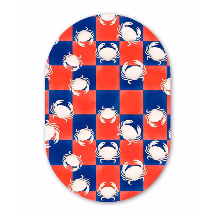 Patroon - Zeeleven - Rood - Blauw - Abstract Wandcirkel Ovaal Forex klein -3d