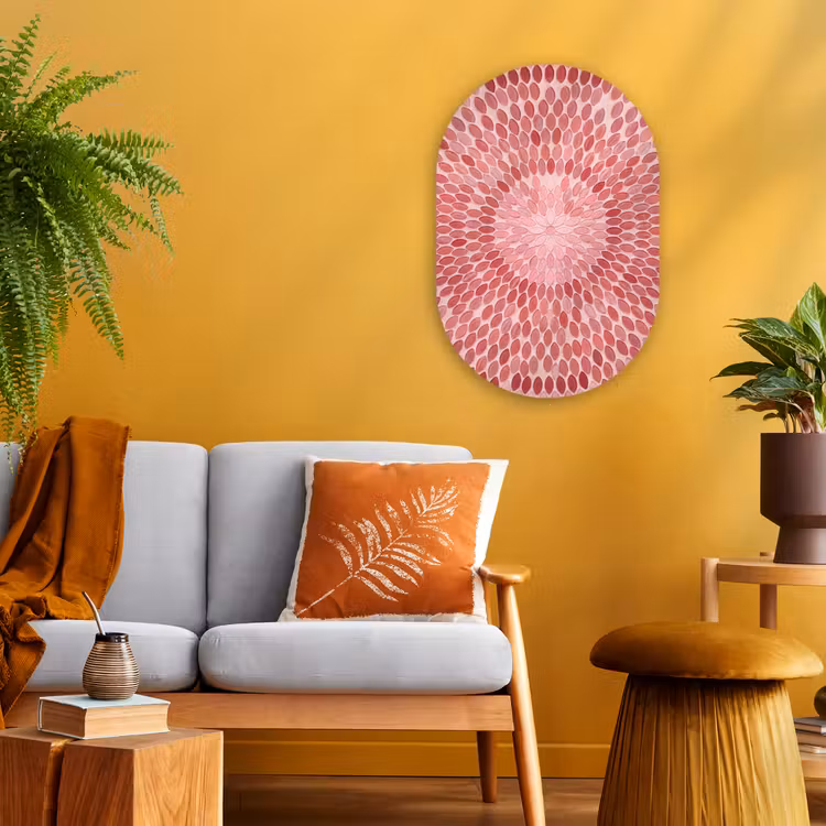 Patroon - Mozaïek - Ovaal - Abstract - Roze Wandcirkel Ovaal Forex klein -sfeer4
