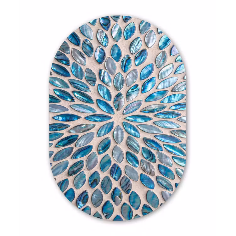 Patroon - Glans - Abstract - Blauw - Decoratie Wandcirkel Ovaal Forex klein -3d