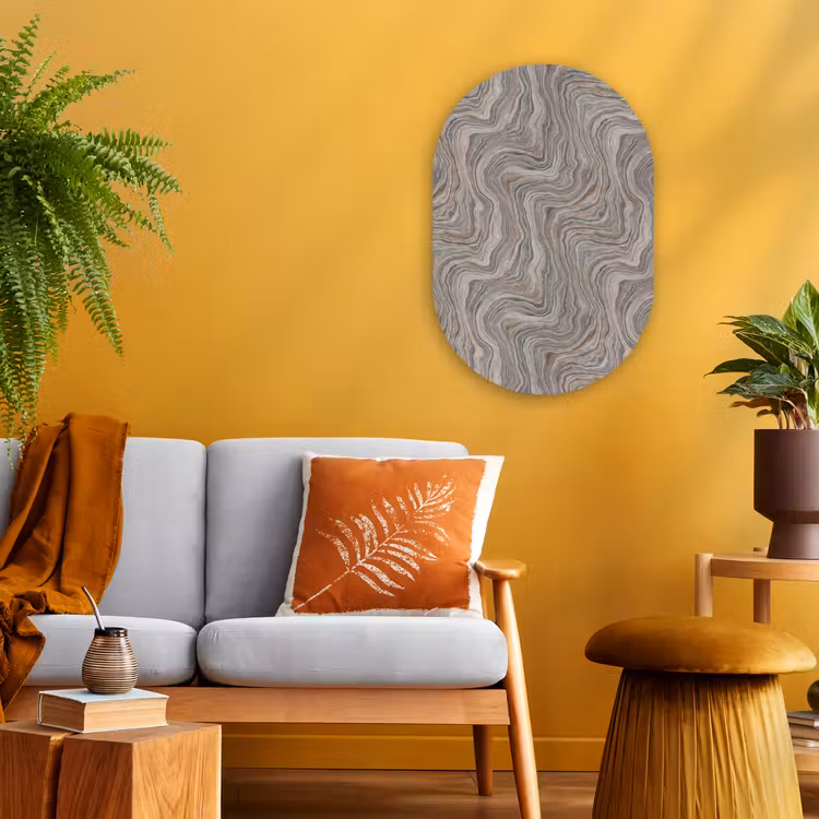 Patroon - Textuur - Grijs Wandcirkel Ovaal Forex klein 630 -sfeer4