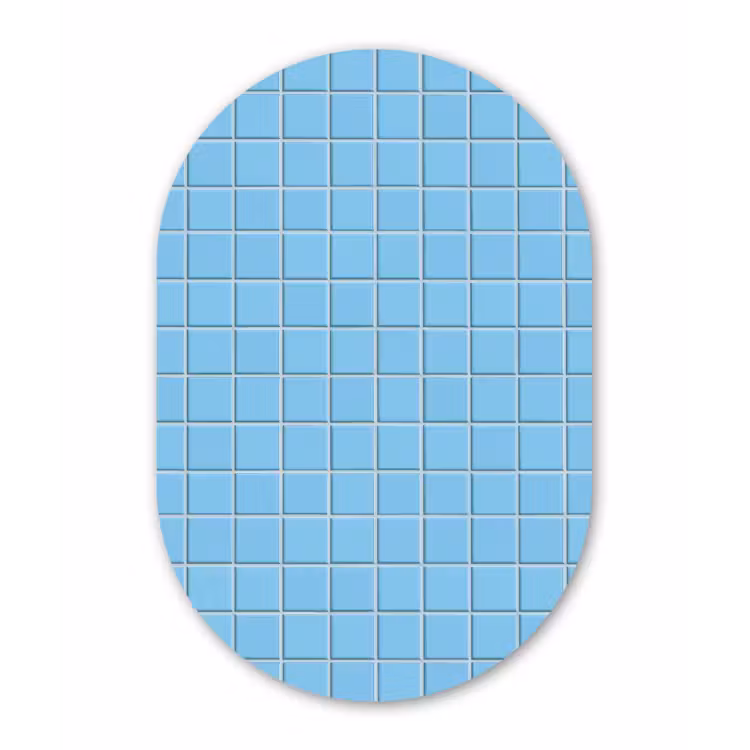 Patroon - Tegel - Pastel - Blauw Wandcirkel Ovaal Forex klein 630 -3d