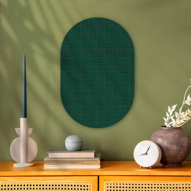 Patroon - Tegels - Dennen - Groen Wandcirkel Ovaal Forex klein 630 -sfeer2