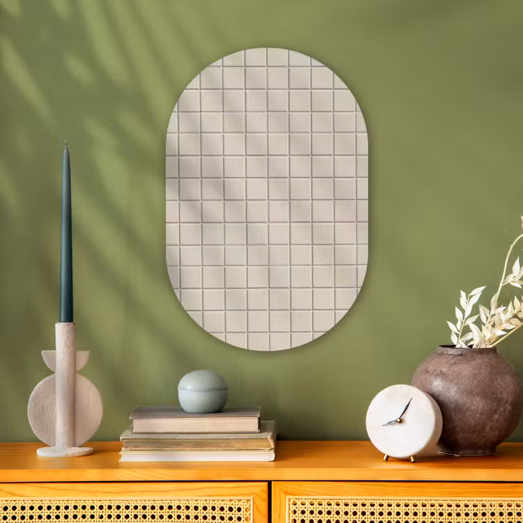 Patroon - Tegels - Taupe Wandcirkel Ovaal Forex klein 630 -sfeer2